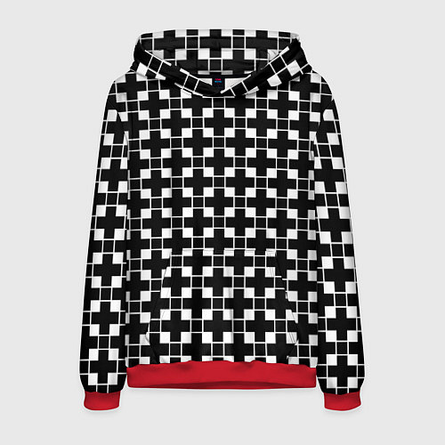 Мужская толстовка Черно-белая геометрия / 3D-Красный – фото 1