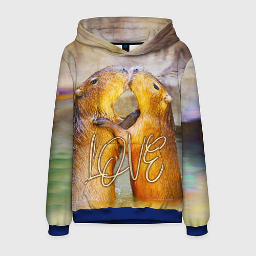 Мужская толстовка Влюблённые капибары / 3D-Синий – фото 1