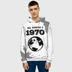 Толстовка-худи мужская На Земле с 1970: краска на светлом, цвет: 3D-белый — фото 2