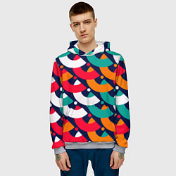 Толстовка-худи мужская Множество абстрактных кругов и пластин, цвет: 3D-меланж — фото 2