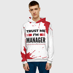 Толстовка-худи мужская Trust me Im manager white, цвет: 3D-белый — фото 2