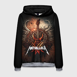 Толстовка-худи мужская Metallica гитара и логотип, цвет: 3D-меланж