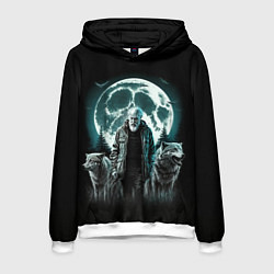 Толстовка-худи мужская Король и Шут Лесник с волками, цвет: 3D-белый