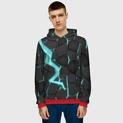 Толстовка-худи мужская Голубой неон, цвет: 3D-красный — фото 2