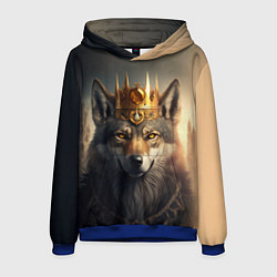 Толстовка-худи мужская Волк в золотой короне, цвет: 3D-синий