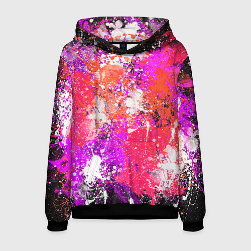 Мужская толстовка Разбрызганная красная краска - темный фон / 3D-Черный – фото 1