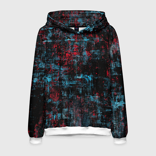 Мужская толстовка Абстракт красного, голубого и чёного / 3D-Белый – фото 1