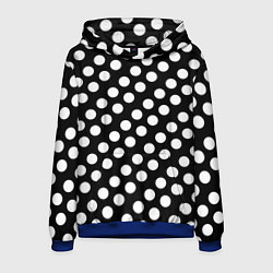 Толстовка-худи мужская Белые горошины, цвет: 3D-синий