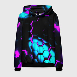 Толстовка-худи мужская Неоновая броня fortnite, цвет: 3D-черный