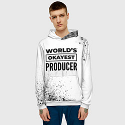 Толстовка-худи мужская Worlds okayest producer - white, цвет: 3D-белый — фото 2