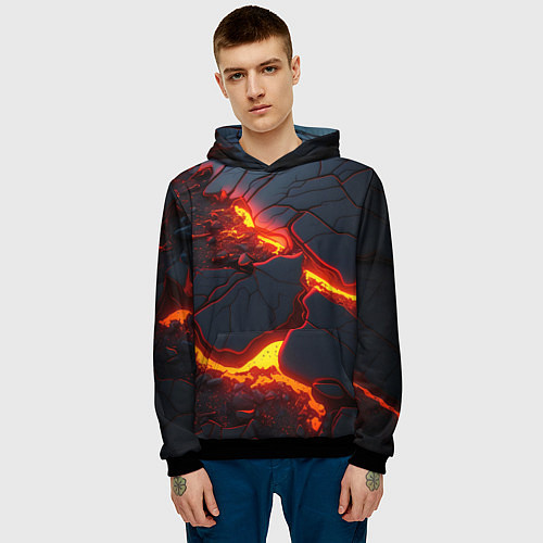 Мужская толстовка Красивая неоновая лава / 3D-Черный – фото 3