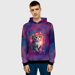 Толстовка-худи мужская Космически котенок, цвет: 3D-черный — фото 2