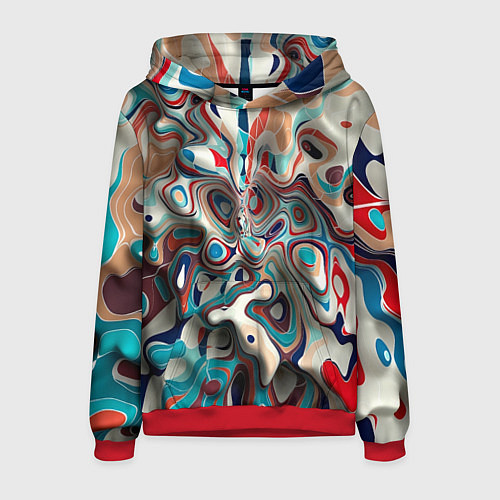 Мужская толстовка Волны - краски / 3D-Красный – фото 1