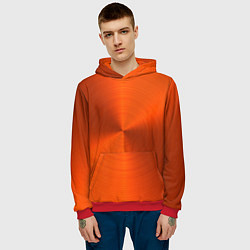 Толстовка-худи мужская Оранжевый волнообразный дисковый узор, цвет: 3D-красный — фото 2