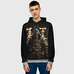 Толстовка-худи мужская Самурай и надписи, цвет: 3D-меланж — фото 2