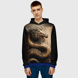 Толстовка-худи мужская Китайский дракон с открытой пастью, цвет: 3D-синий — фото 2