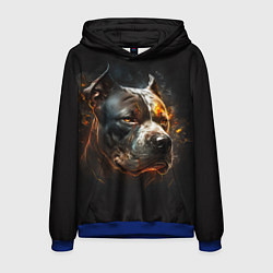 Толстовка-худи мужская Стаффордширский терьер - огонь, цвет: 3D-синий