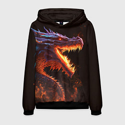 Толстовка-худи мужская Огненный дракон, цвет: 3D-черный
