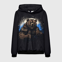 Толстовка-худи мужская Сильный медведь, цвет: 3D-черный