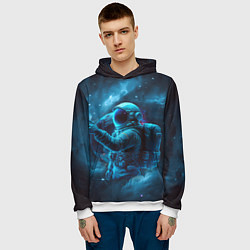 Толстовка-худи мужская An astronaut in blue space, цвет: 3D-белый — фото 2