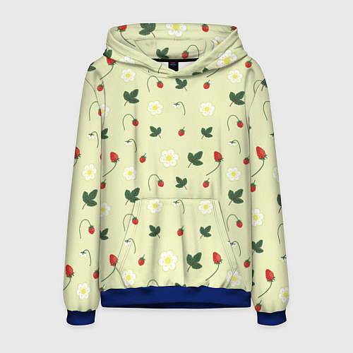 Мужская толстовка Узор из веточек и листиков земляники / 3D-Синий – фото 1