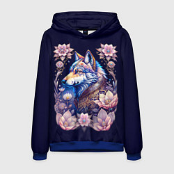 Толстовка-худи мужская Мистическая волчица, цвет: 3D-синий