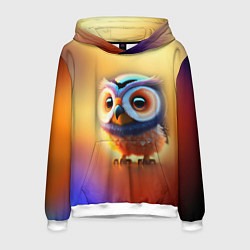 Толстовка-худи мужская Яркая совушка, цвет: 3D-белый