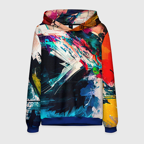 Мужская толстовка Разноцветные мазки краски / 3D-Синий – фото 1