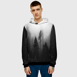 Толстовка-худи мужская Красивый лес и туман, цвет: 3D-черный — фото 2