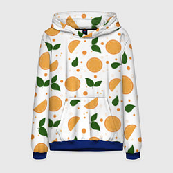 Толстовка-худи мужская Апельсины с листьями, цвет: 3D-синий