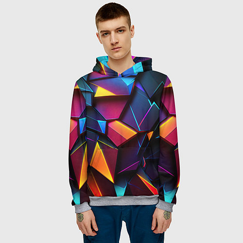Мужская толстовка Неоновые абстрактные плиты / 3D-Меланж – фото 3