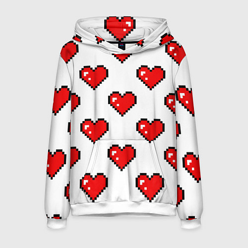 Мужская толстовка Сердца в стиле пиксель-арт / 3D-Белый – фото 1