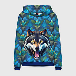 Толстовка-худи мужская Волк из джунглей, цвет: 3D-синий