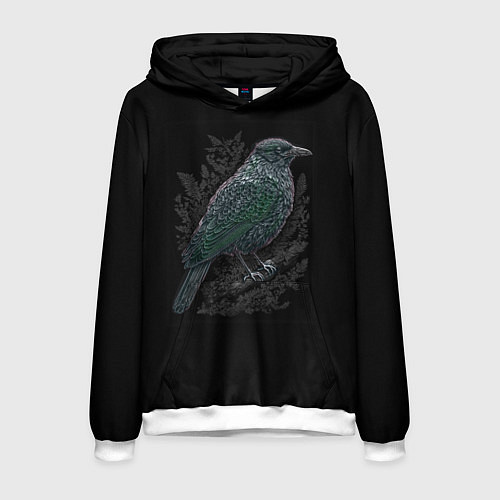 Мужская толстовка Чёрный Ворон птица тёмная / 3D-Белый – фото 1