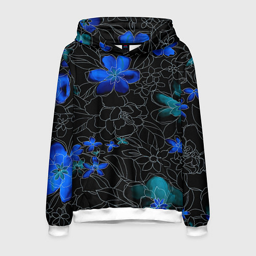 Мужская толстовка Неоновые цветы / 3D-Белый – фото 1