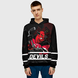 Толстовка-худи мужская New Jersey Devils маскот, цвет: 3D-черный — фото 2