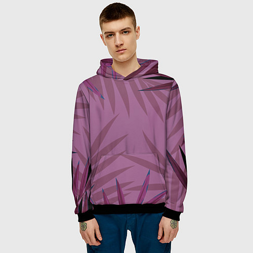 Мужская толстовка Розовая пальма / 3D-Черный – фото 3