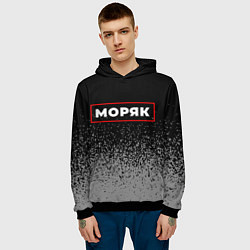Толстовка-худи мужская Моряк - в рамке красного цвета, цвет: 3D-черный — фото 2