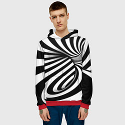 Толстовка-худи мужская Оптические иллюзии зебра, цвет: 3D-красный — фото 2