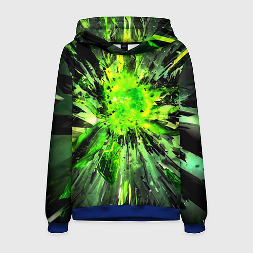 Мужская толстовка Fractal green explosion / 3D-Синий – фото 1