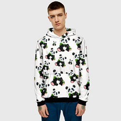 Толстовка-худи мужская Панды и бамбук, цвет: 3D-черный — фото 2