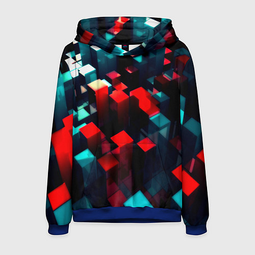 Мужская толстовка Digital abstract cube / 3D-Синий – фото 1