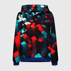 Толстовка-худи мужская Digital abstract cube, цвет: 3D-синий