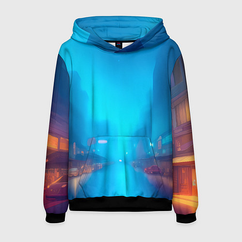 Мужская толстовка Улица мегаполиса-арт / 3D-Черный – фото 1