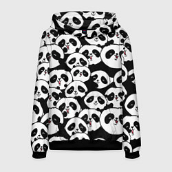 Толстовка-худи мужская Весёлые панды, цвет: 3D-черный