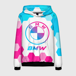 Толстовка-худи мужская BMW neon gradient style, цвет: 3D-черный