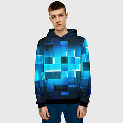 Толстовка-худи мужская Неоновые кубы с подсветкой, цвет: 3D-черный — фото 2
