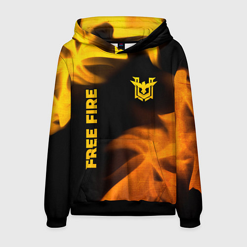 Мужская толстовка Free Fire - gold gradient: надпись, символ / 3D-Черный – фото 1
