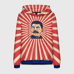 Толстовка-худи мужская Сталин полигональный, цвет: 3D-синий