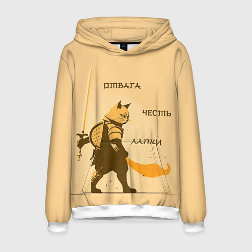 Мужская толстовка Кот-воин / 3D-Белый – фото 1